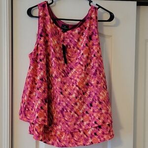 Worthington Pink Asymmetrical Sleeveless Tank Top